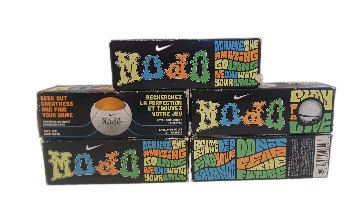 Vintage NOS MOJO NIKE Golf Balls In Box - 5 Available - Retro Design!