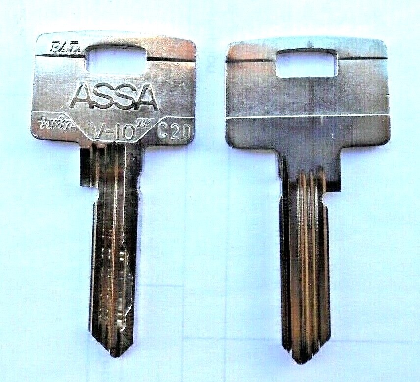 (1)  ASSA  V-10 Twin Series   Uncut Key Blank    C-20