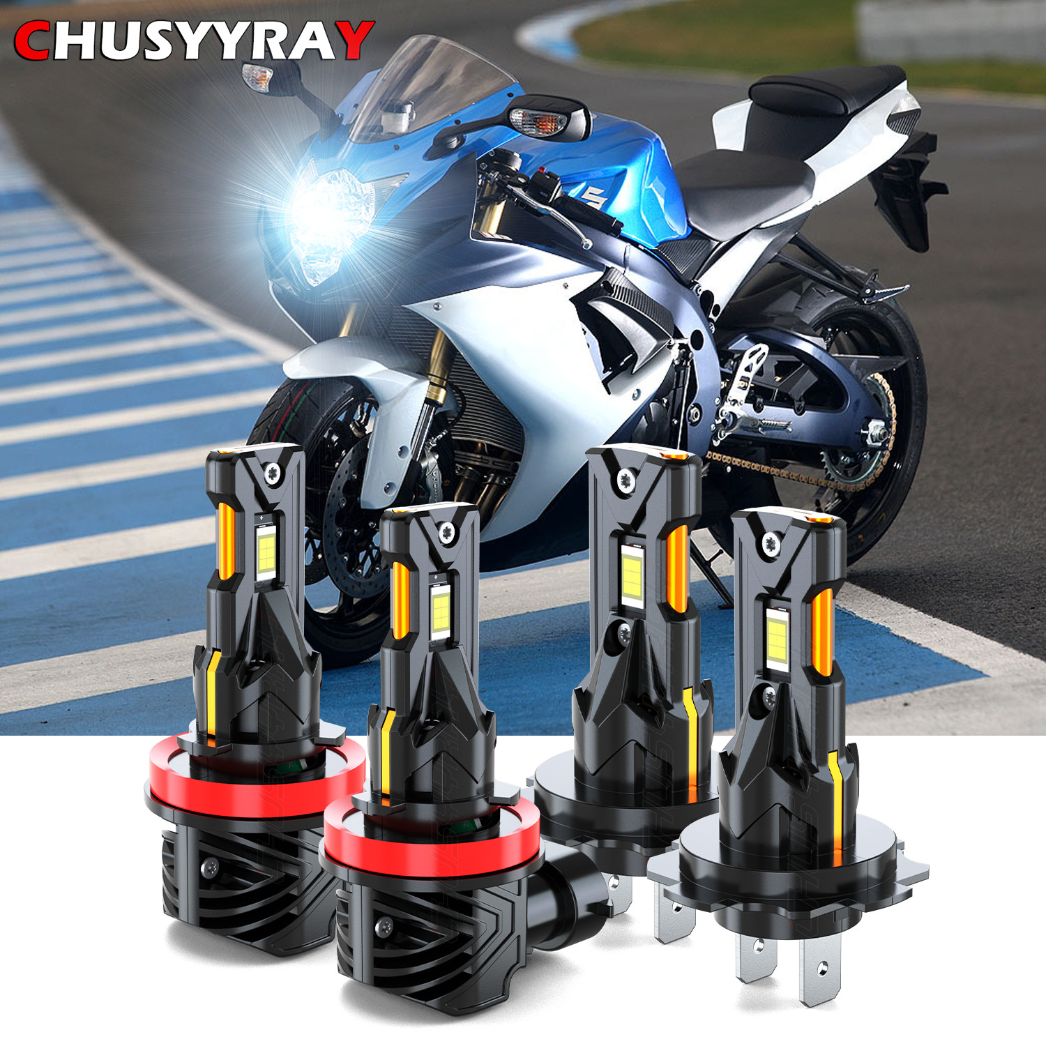 4pcs H7 H11 LED Headlight Bulbs 6000K White For 2006 2007 Suzuki GSXR600 GSXR750