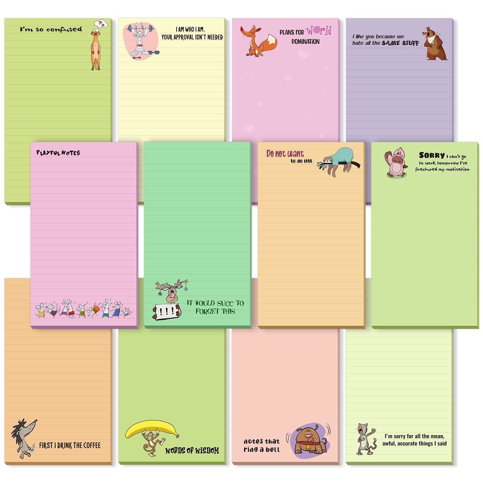 Hotop 12 Pack Funny Notepads 5x3 Inch Cute Sticky Notes Funny Gifts for Coworker
