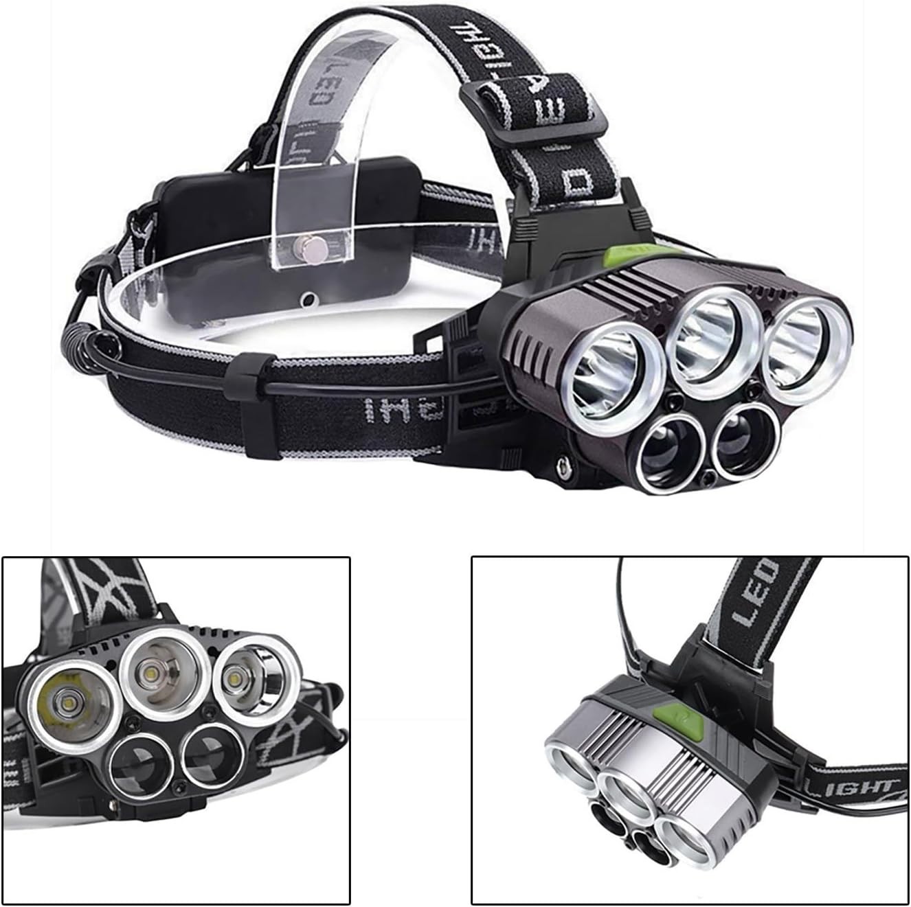 COB LED Headlamp USB Rechargeable Headlight Torch Work Light Bar Head Band Lamp