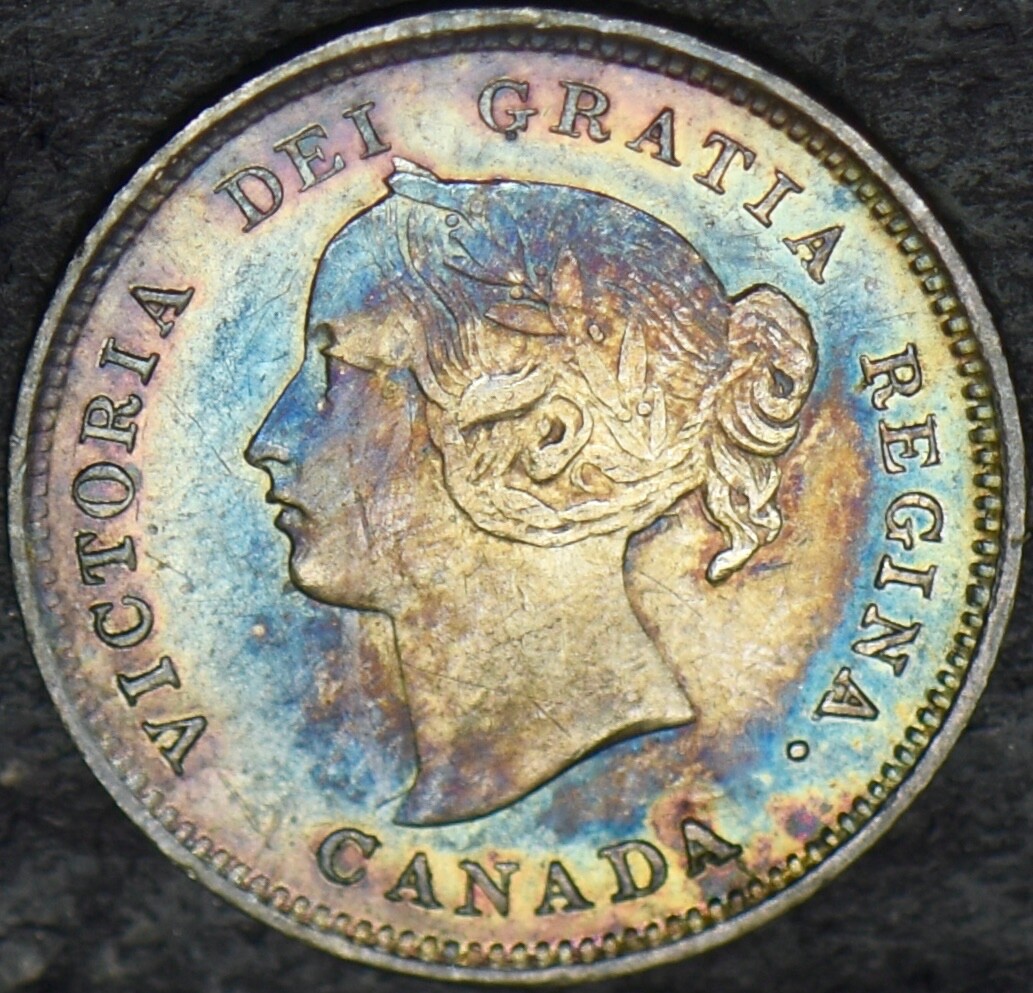 1896 Canada Silver 5 Cents - Rainbow Toned - ✪COINGIANTS✪