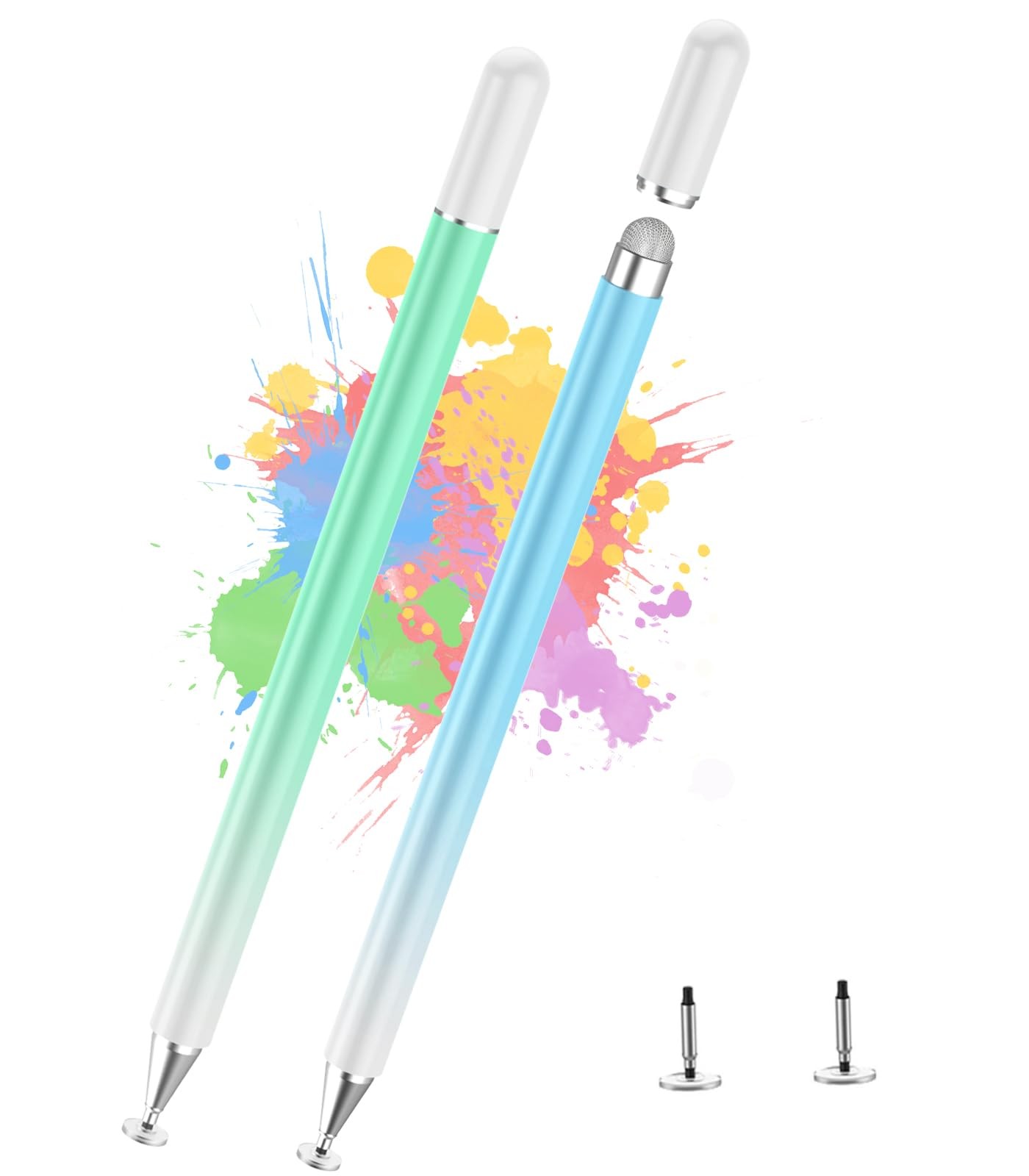 Stylus Pen for Touchscreen, High Sensitivity 2 in 1 Active Pencil, Blue & Green