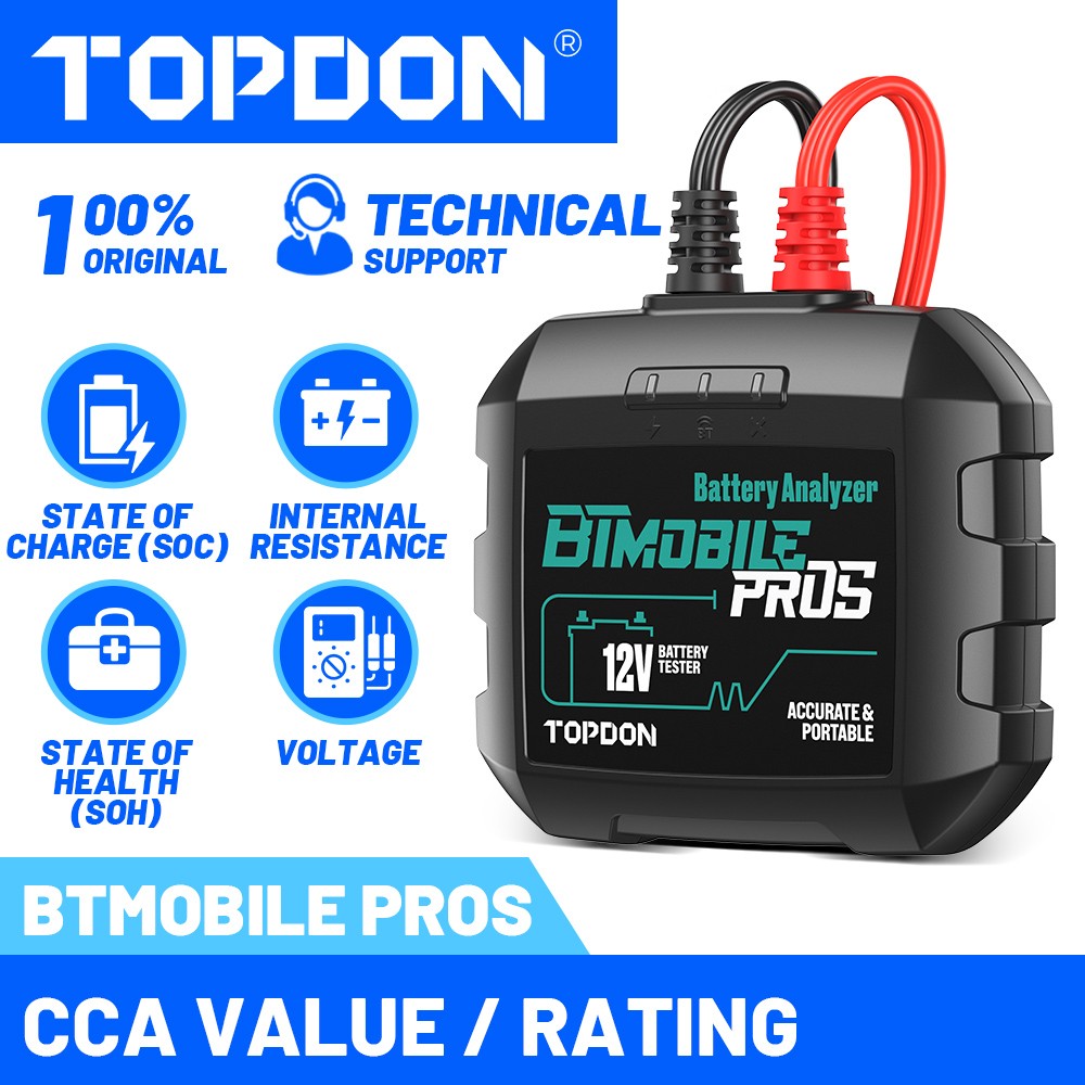 TOPDON Wireless 12V Auto Battery Tester 24V System Analyzer App AGM GEL CCA