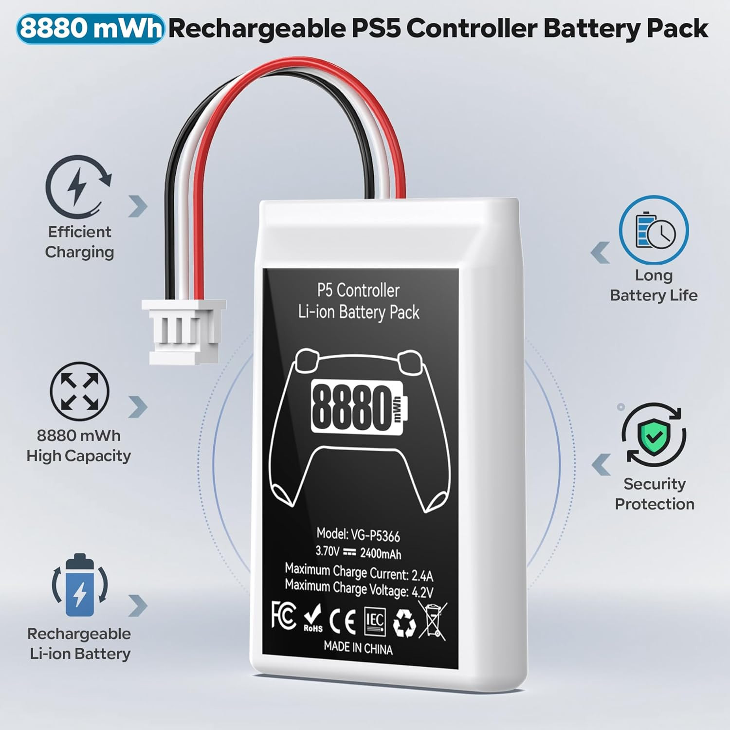 PS5 Controller Battery Replacement Kit 8880mWh for DualSense w/ Tools 2 Pack