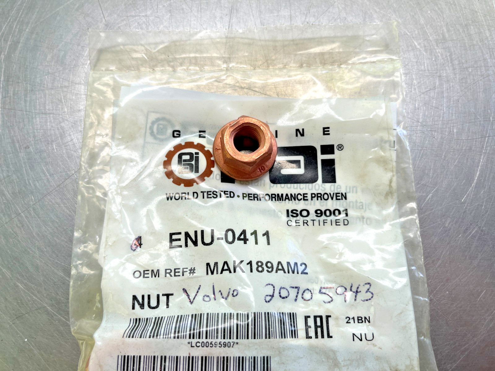 ENU-0411  PAI ENU0411  Exhaust Manifold NUT  QTY of 4 NUTS  20705943 , MAK189AM2