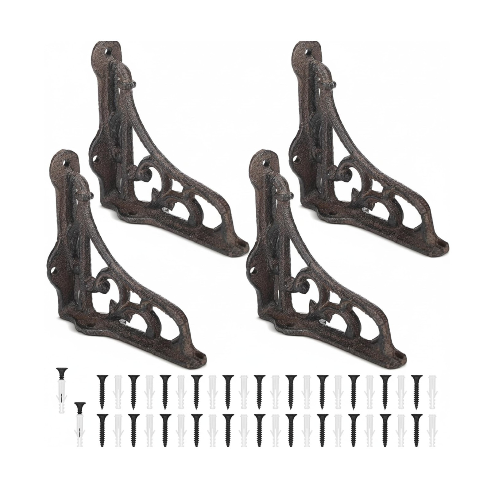 4 Pack 4-1/8 x 3-5/8 Rusty Antique Shelf Brackets Decorative L ... USA FAST SHIP
