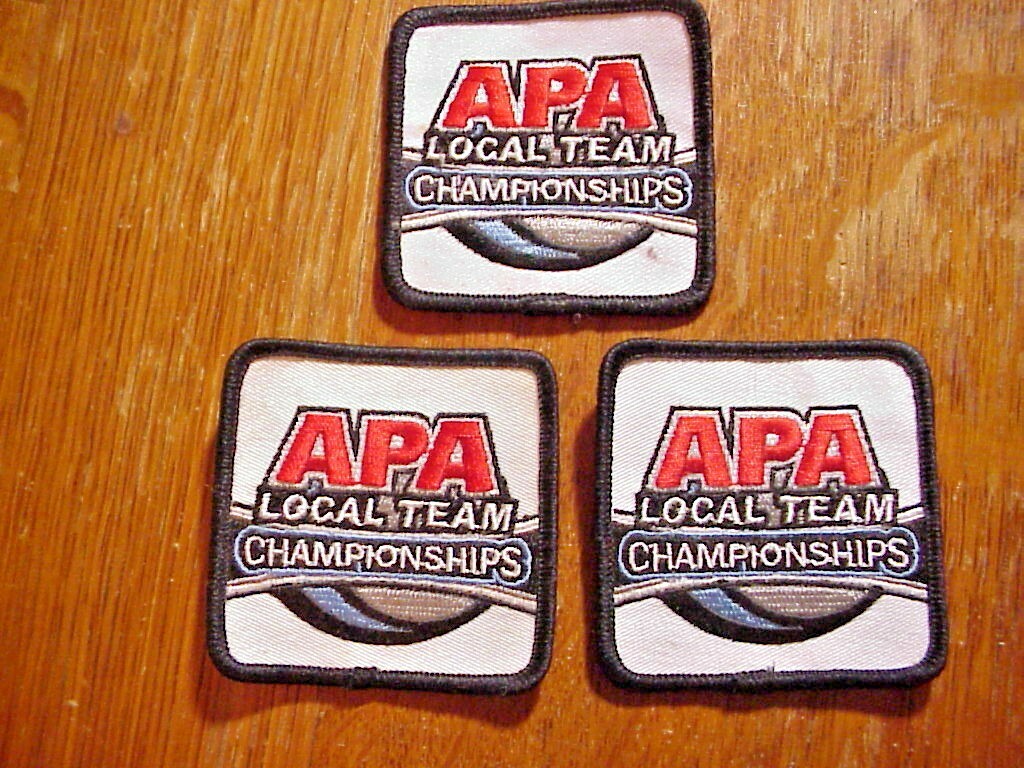 3 Unused APA PATCHES LOCAL TEAM CHAMPIONSHIP American Poolplayers from JIM REMPE