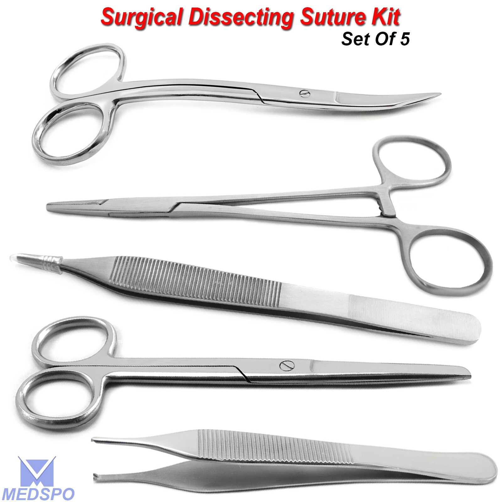 Surgical Dissection Forceps Tissue Holding Micro Operating Scissors Set Of 5