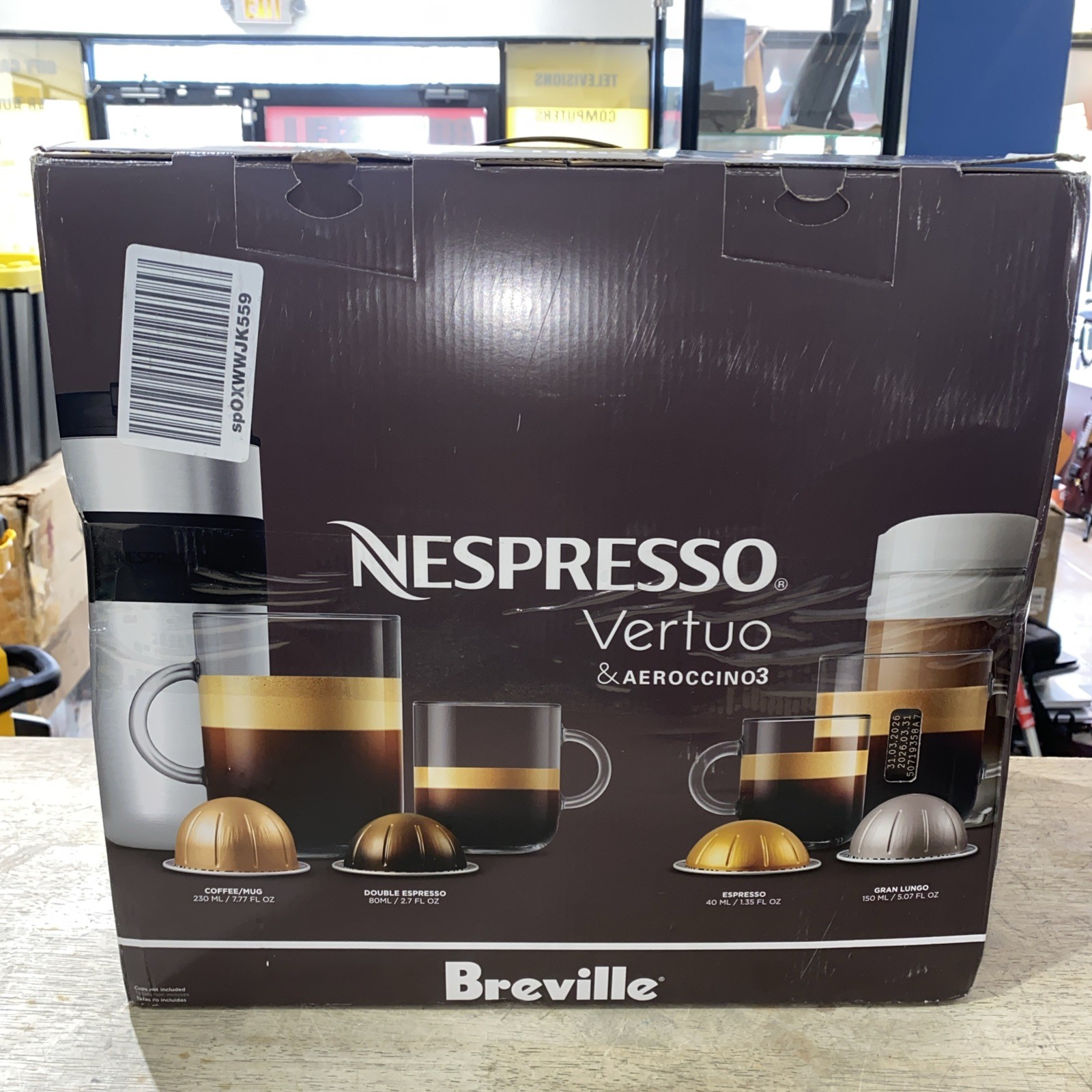 Nespresso Vertuo Coffee & Espresso Maker Aeroccino3  Milk Frother BNV250CRO1BUC1