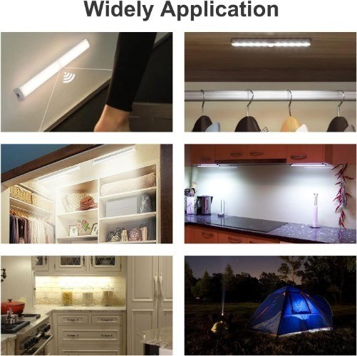 Activated Step Lights, 10 LED Battery Operated Motion Sensor Light Strip, Magnet