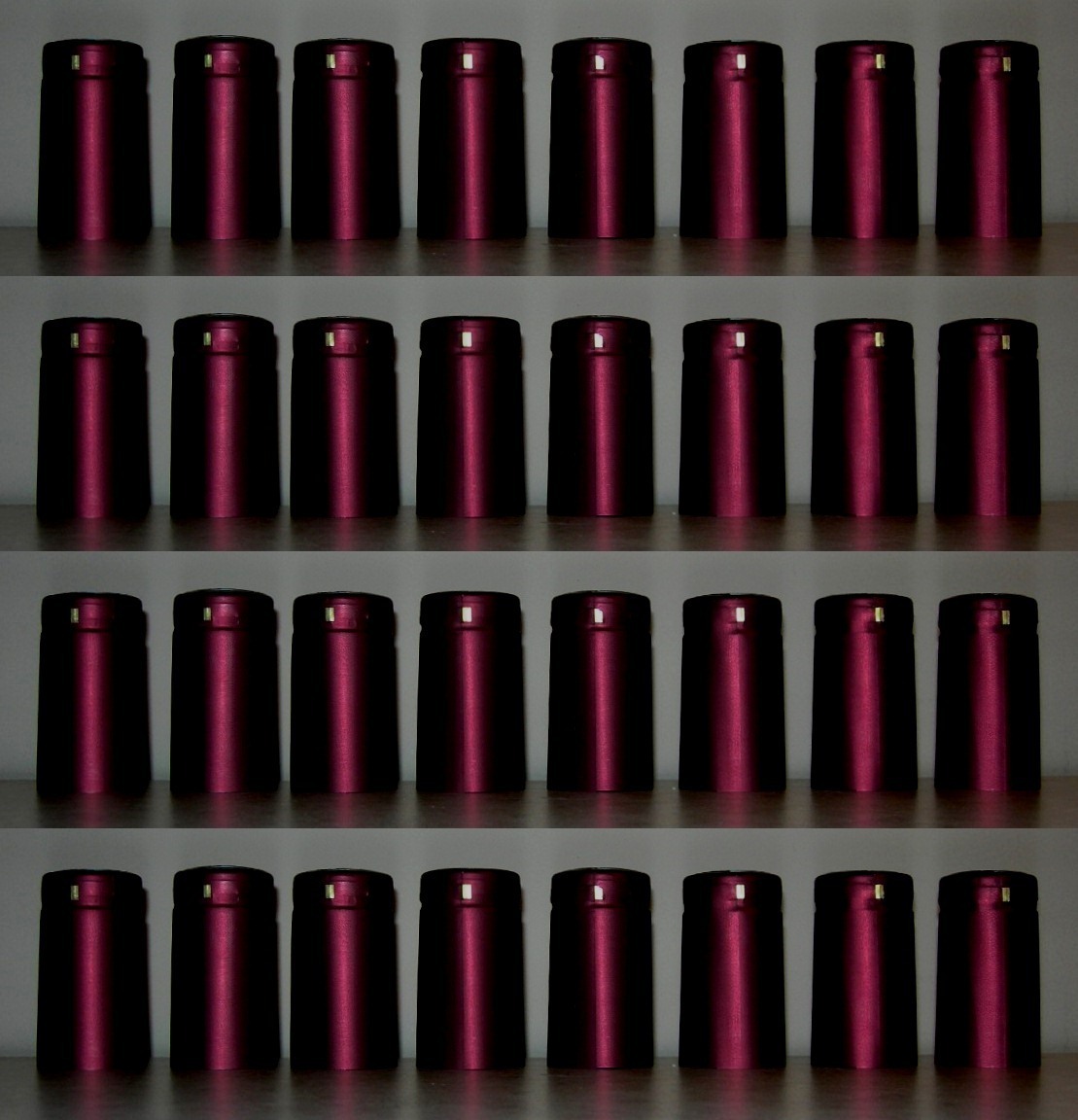 SHRINK CAPSULES 100 METALLIC MAROON WINERY QUALITY PVC HEAT CAPS FOR WINE BOTTLE