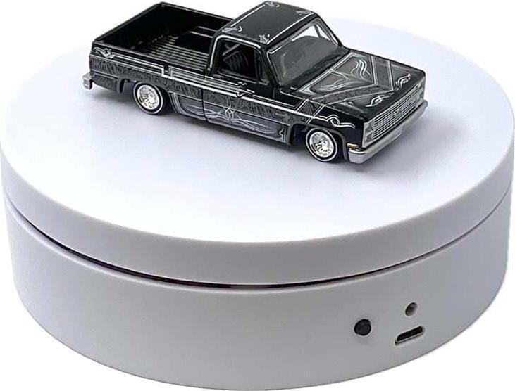 Mini Turntable Rotating Display Stand 4.75" w/ White Base 1/64 Scale Model Cars