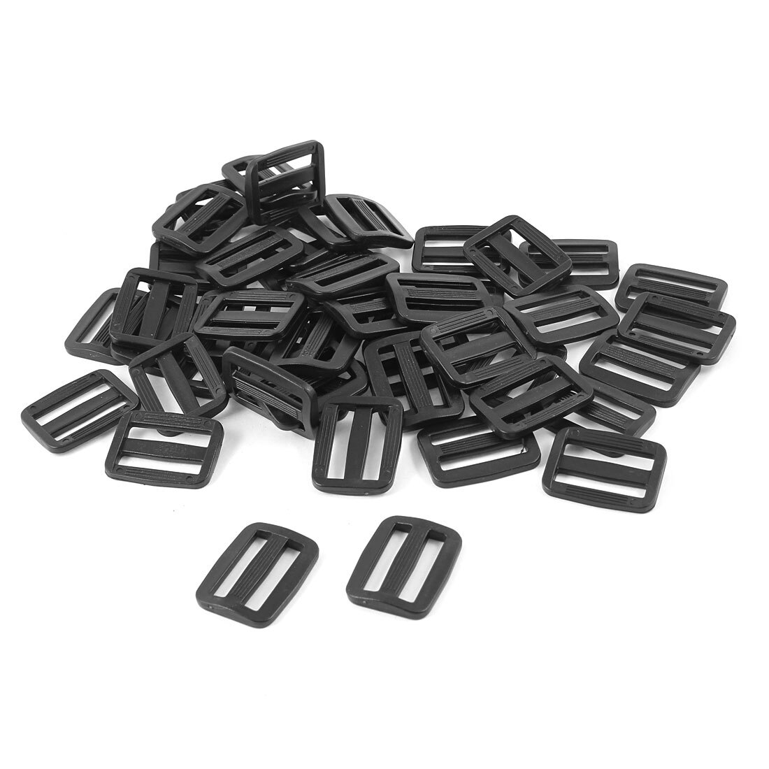 50pcs Black Hard Plastic Rectangle Buckle 3.2 x 2.5 x 0.4cm for 2.5cm Width Band