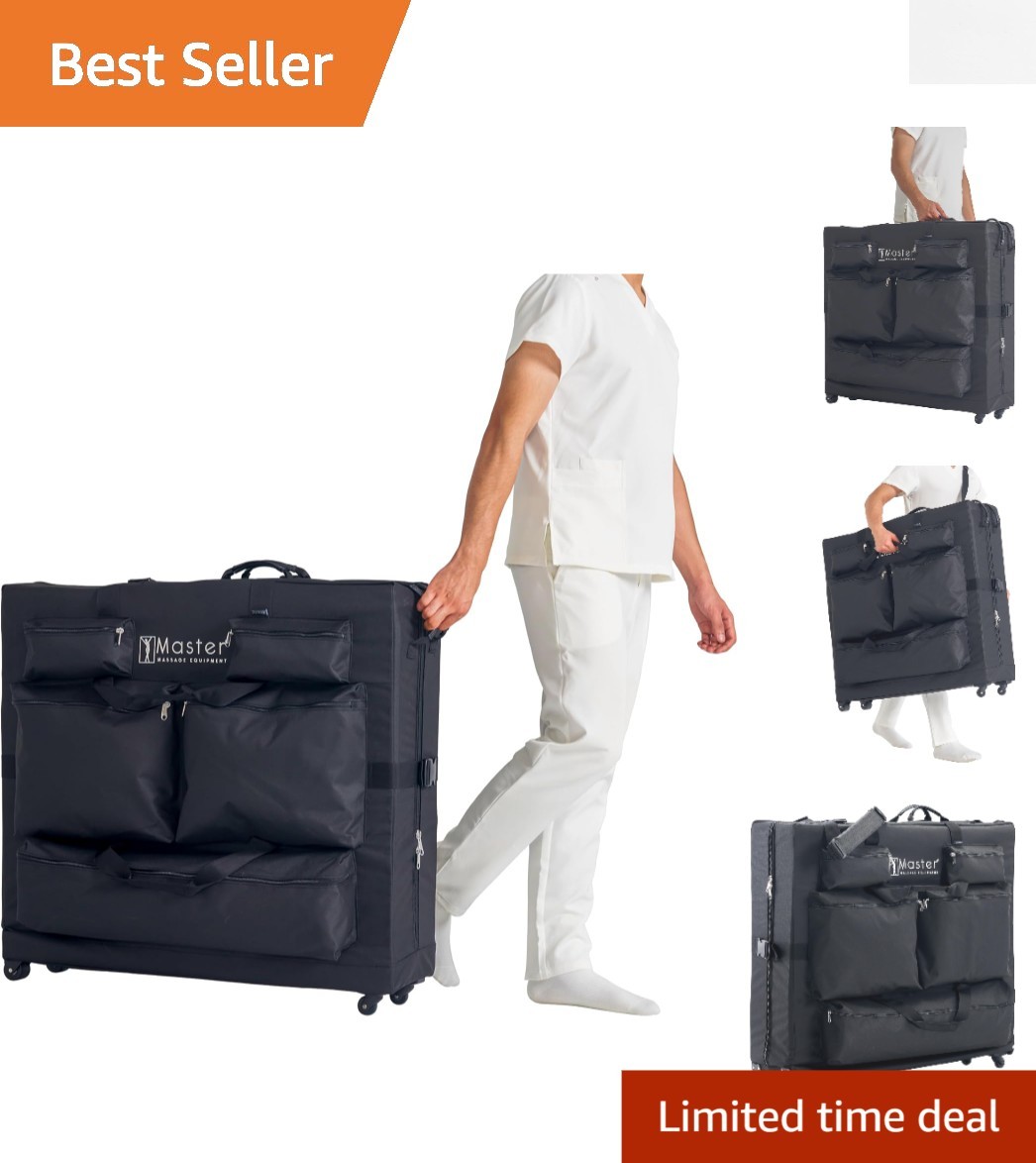 Effortless Wheeled Carry Case for Massage Tables 27” to 32” - 5 Storage Pockets
