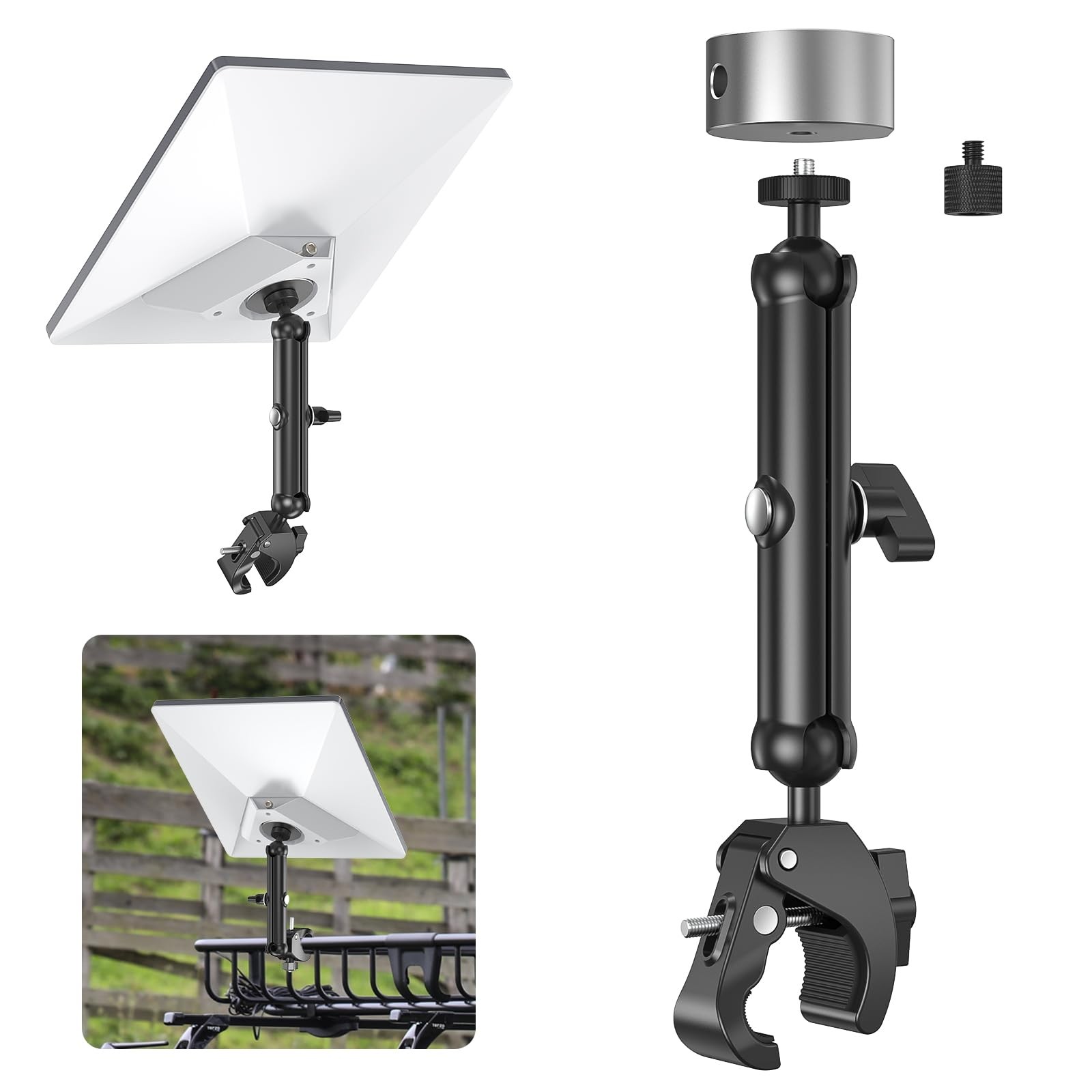 WXPSKY Starlink Mini Clamp Mount, Aluminum Pole Mount Kit Black