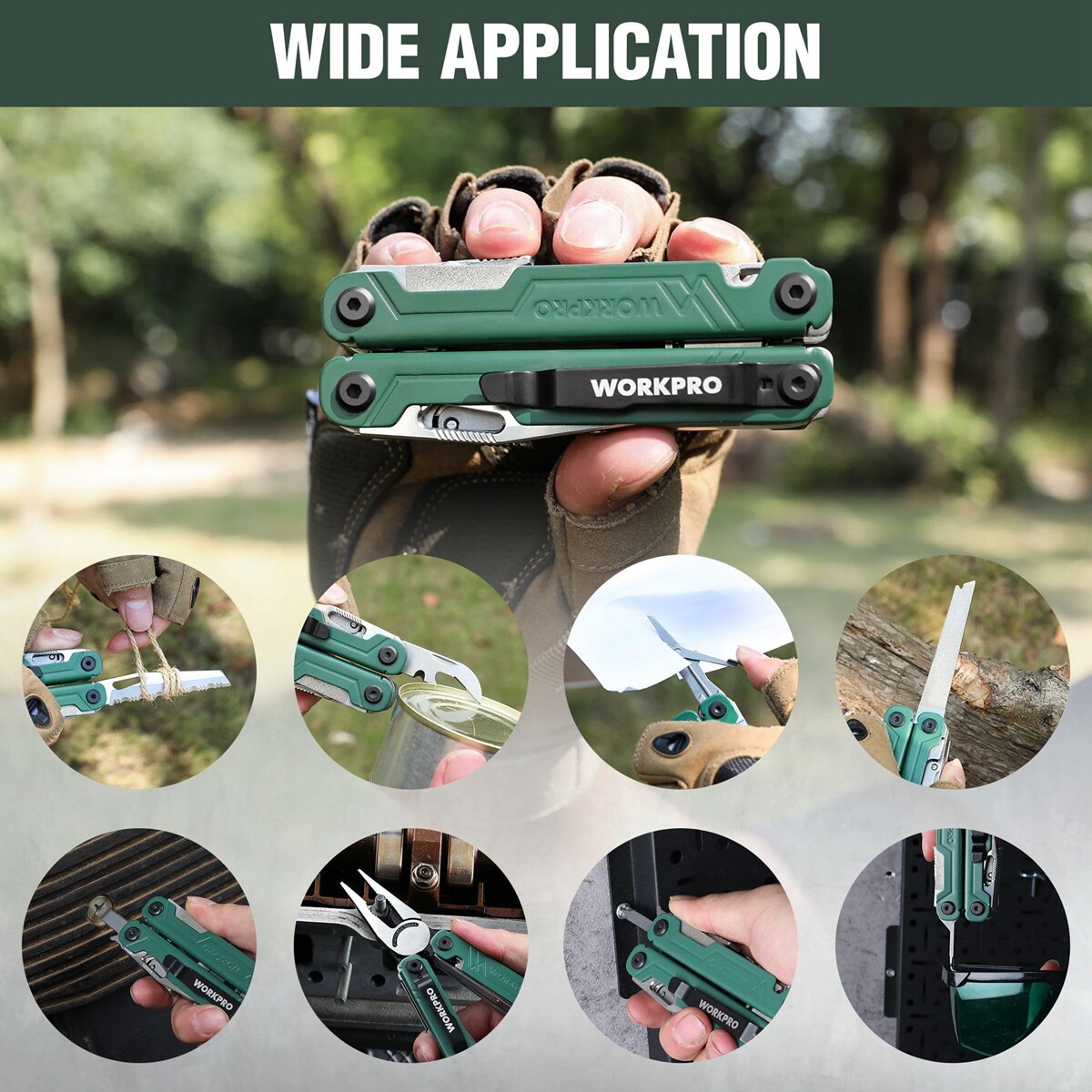 WORKPRO 18-in-1 Multitool Plier EDC Multi Tool w/ 2 Safety Lock Stainless Steel