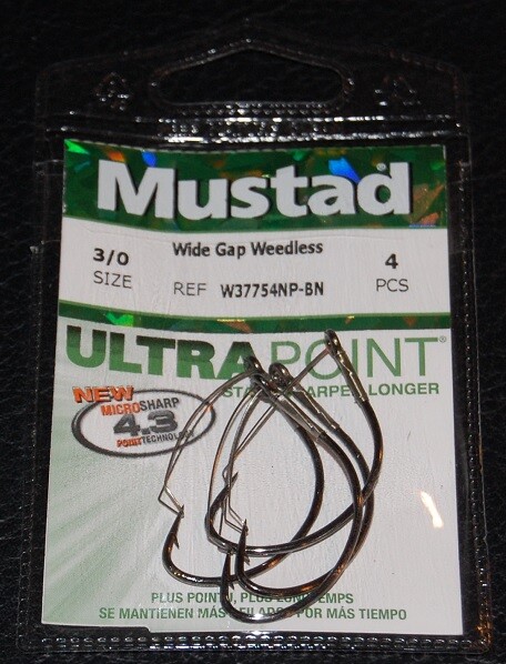 Mustad W37754NP-BN Black Nickel Wide Gap Weedless Hooks Size 3/0 W37754NPBN-30