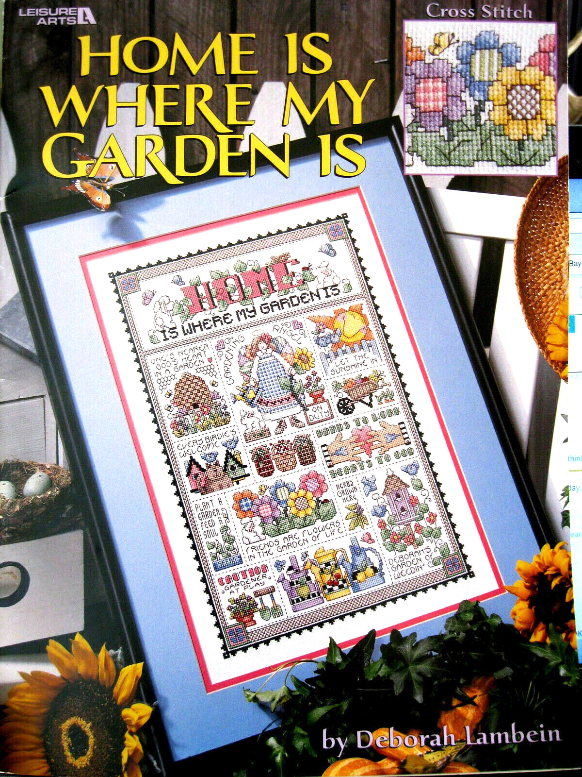 Leisure Arts 3126 HOME IS WHERE MY GARDEN IS 1999 crossstitch charts 8pg leaflet