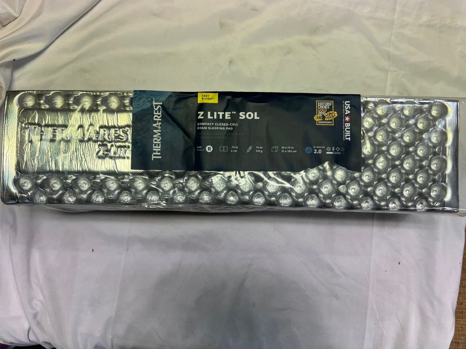 Therm-a-Rest Z Lite Sol Camping and Backpacking Sleeping Pad Blue/Silver 20"x72"