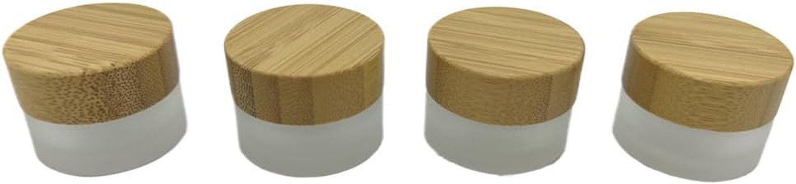 Empty Refillable Frosted Glass Cosmetic Jar 4 Pack Mini 5g/0.17oz with Bamboo Li