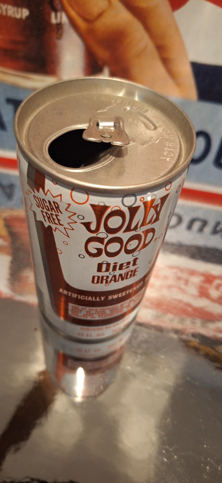 🍺 Jolly Good Orange Cola Soda Pop Can Advertising Prop Empty 70's 80's