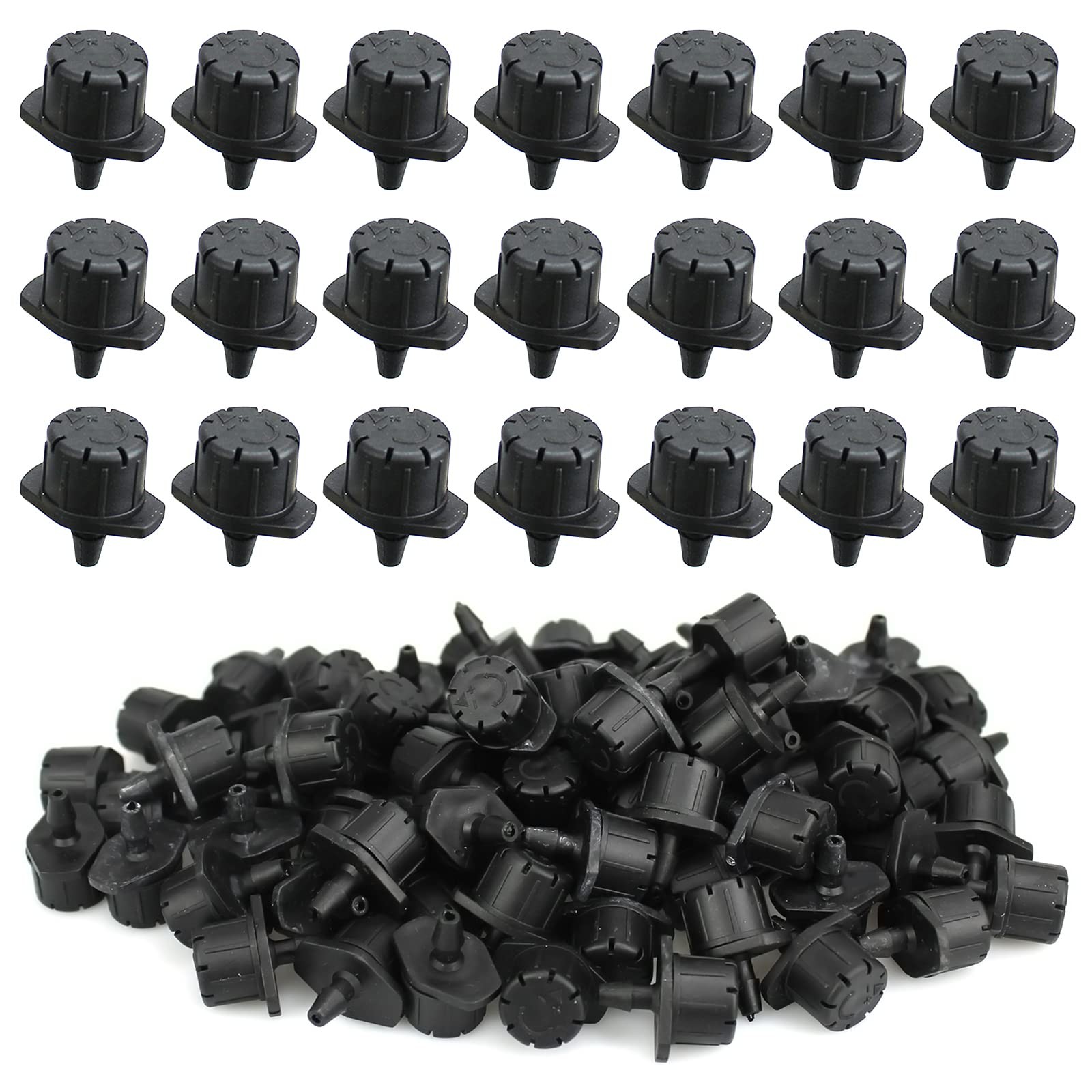 100Pcs Drip Irrigation Emitters,Adjustable Irrigation Drippers Sprinklers,1/4 In