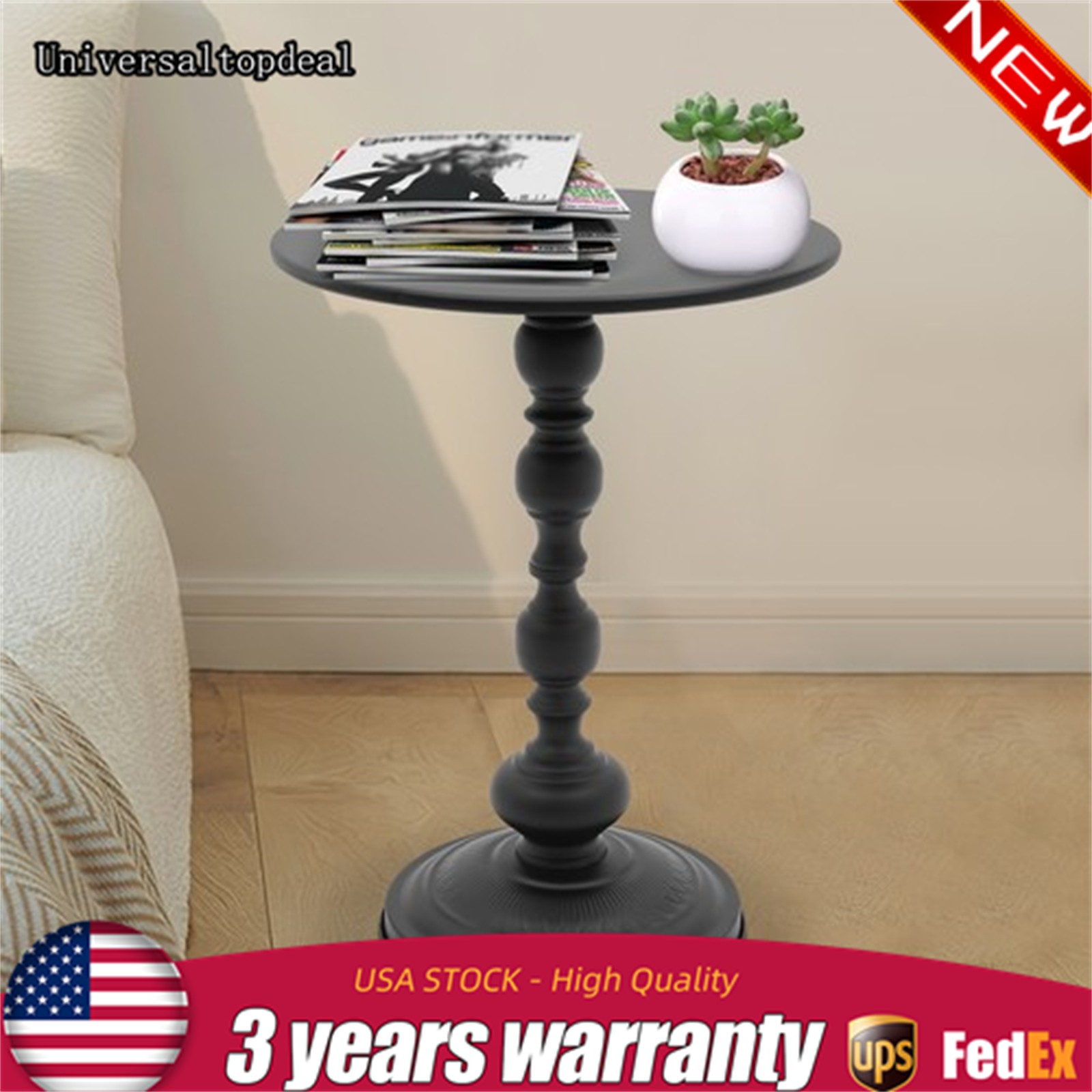 Retro  Round Side Table Carbon Steel Sofa End Table Living Room Bar Coffee Table