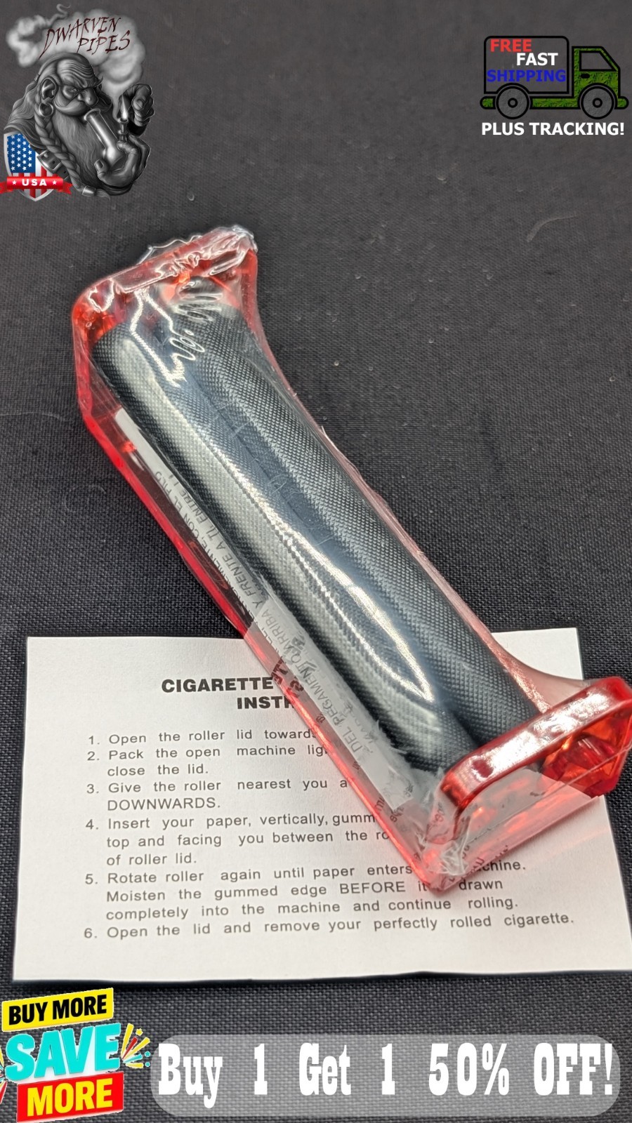 78mm Rolling Machine Roll Your Own Cigarette Paper Hand Roller Red