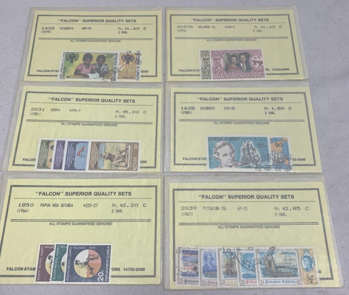 FOREIGN - 6 Original Envelopes *FALCON* Superior Quality Postage Sets EXCELLENT