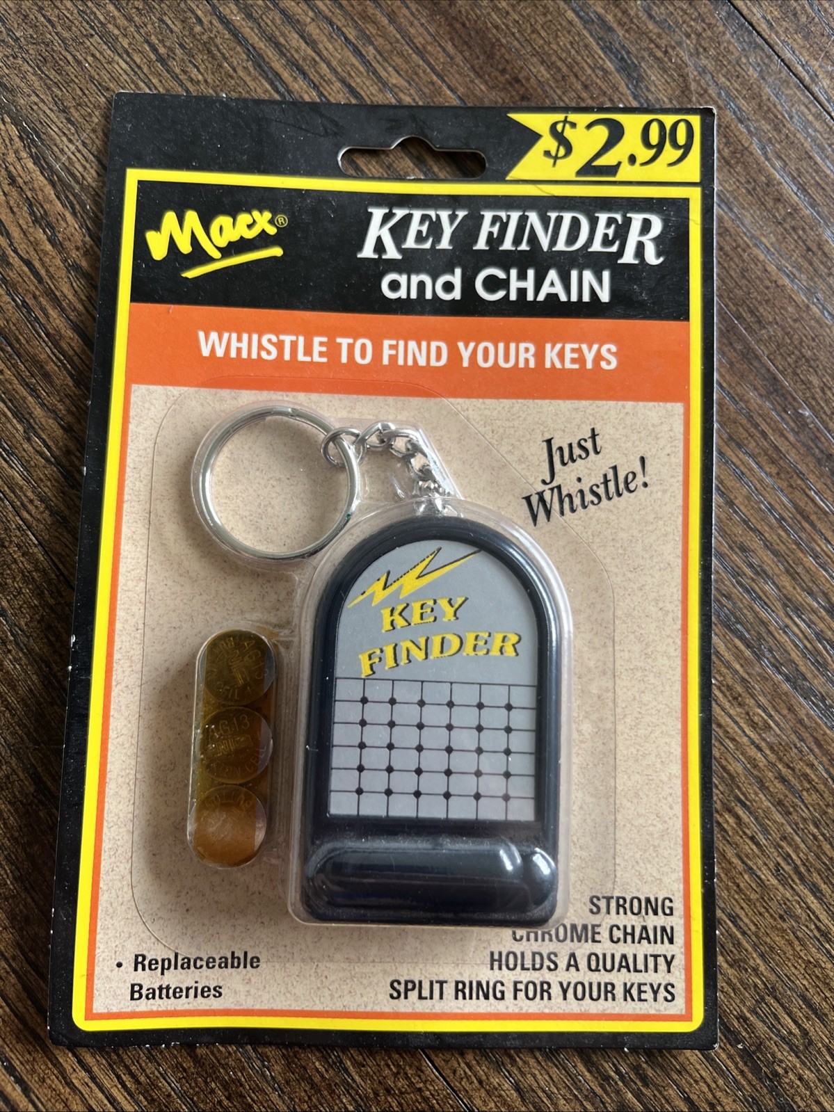 Vintage Macx Key Finder And Chain Sound Whistle Find House Keys NOS