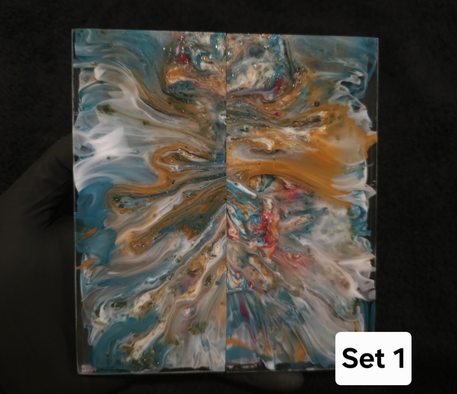 Resin Knife Scales - Tidepool - Handmade Epoxy Handle Material - 5¾" × 2½" × ⅜"