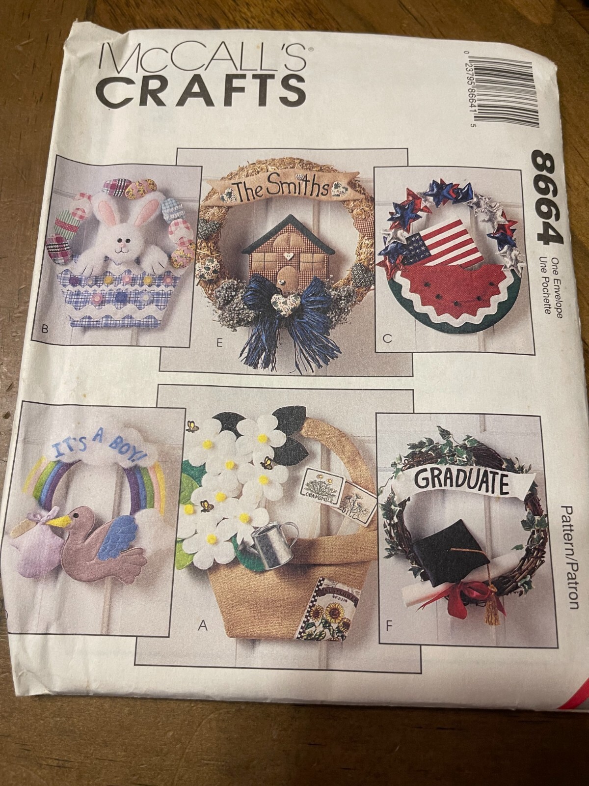 McCalls Crafts Pattern 8664 ~ Seasonal Wreaths ~ Graduation~Babies~Easter~More