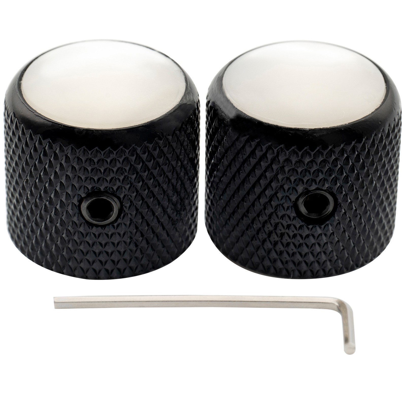 Musiclily Pro 2Pcs Black 1/4 Inch Steel Mother of Pearl Top Dome Guitar Knobs