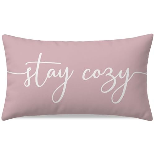 Pillow Cover 12x20 Inch, Stay Cozy Decorative Lumbar Soft Polyester Dusty Pink
