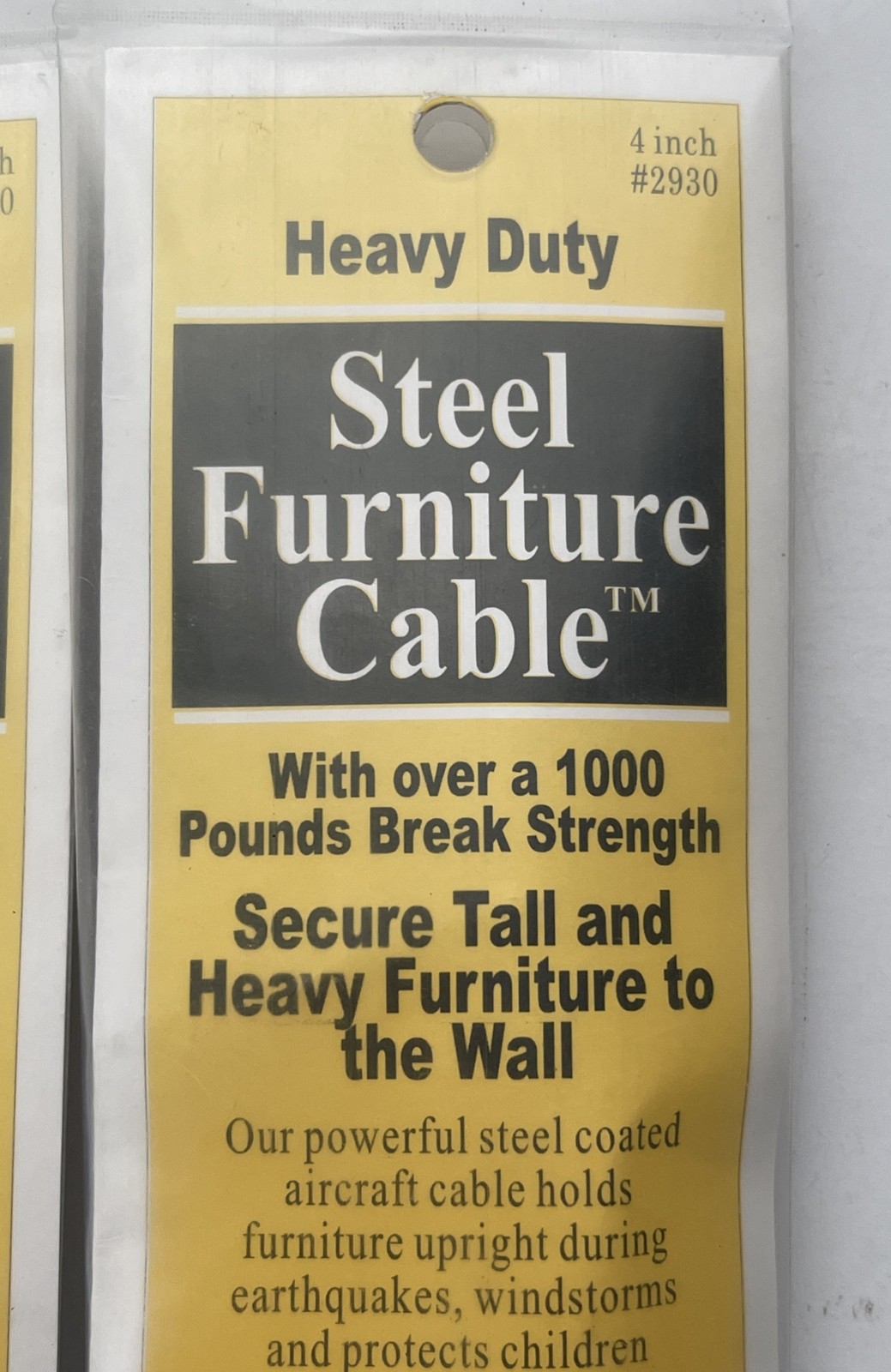 Lot of 2 Quakehold Heavy Duty Steel Furniture Cable 4in 2930
