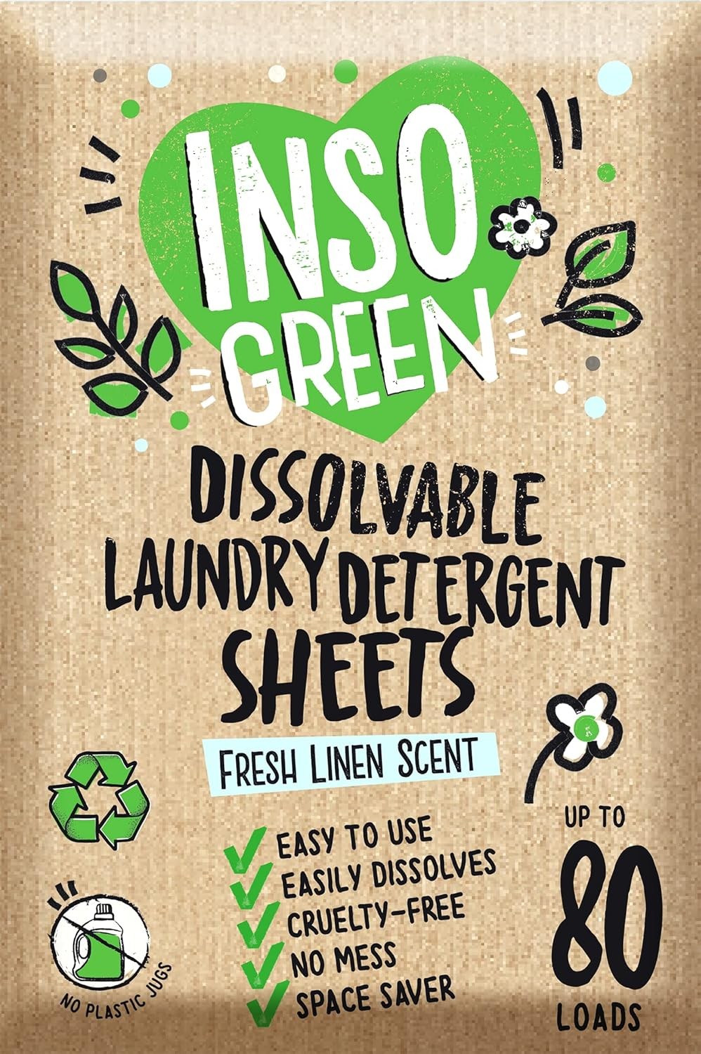 Eco Laundry Deternt Sheets - 80 Loads Laundry Sheets Deternt - 40 No