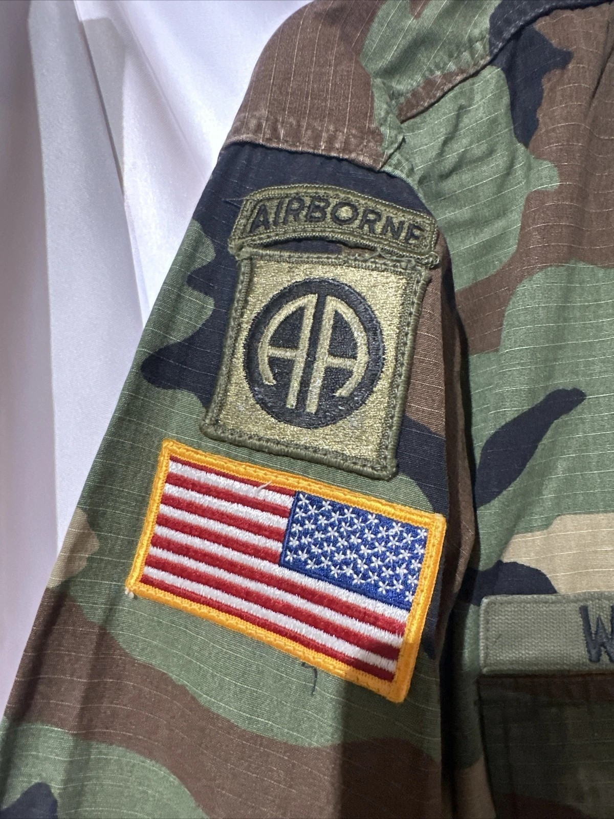 VTG US Army BDU Shirt Jacket 82nd Airborne CIB, Master Parachutist NAMED Lg Long
