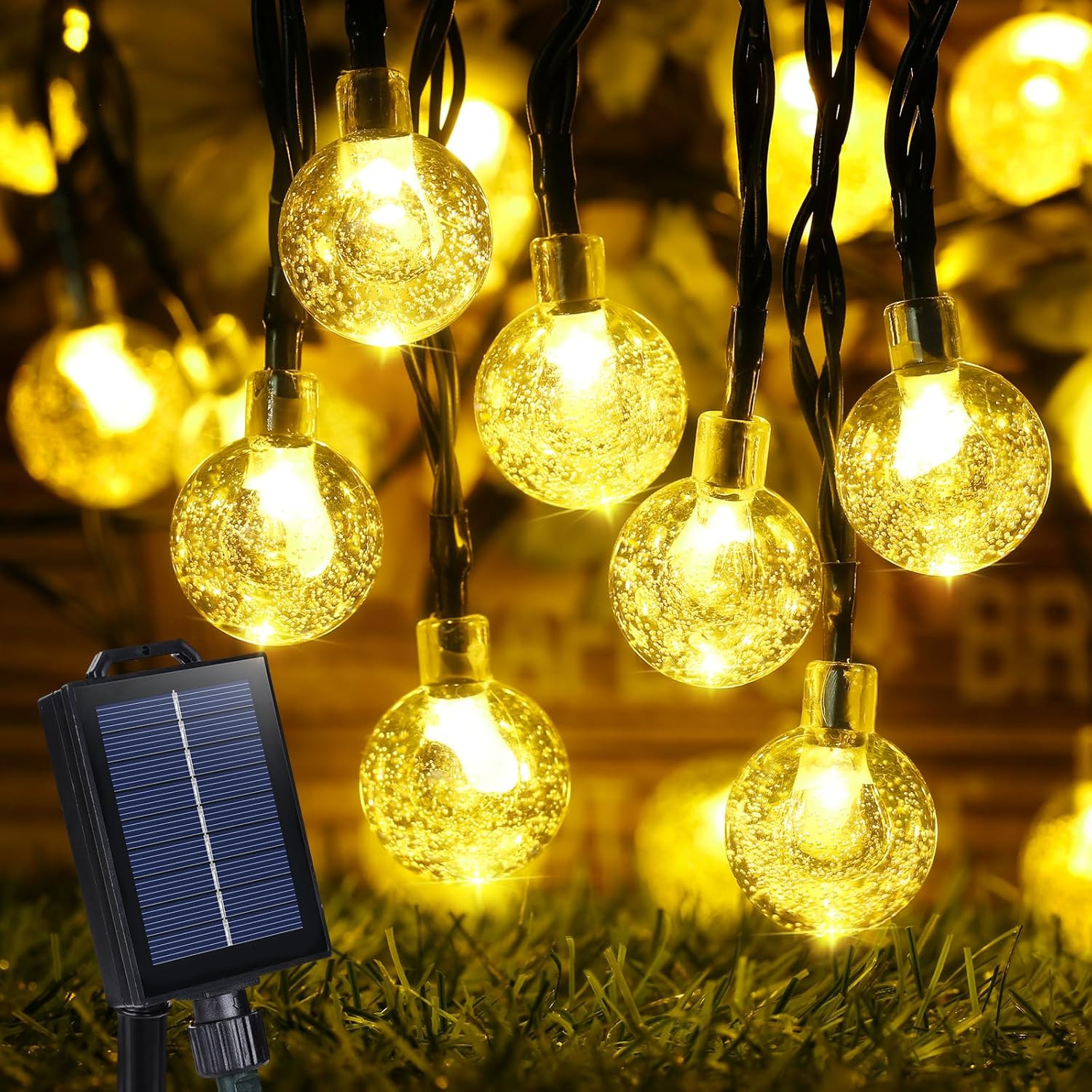 Solar Powered String Lights,39FT 60 LED Outdoor Solar String Lights Crystal B...