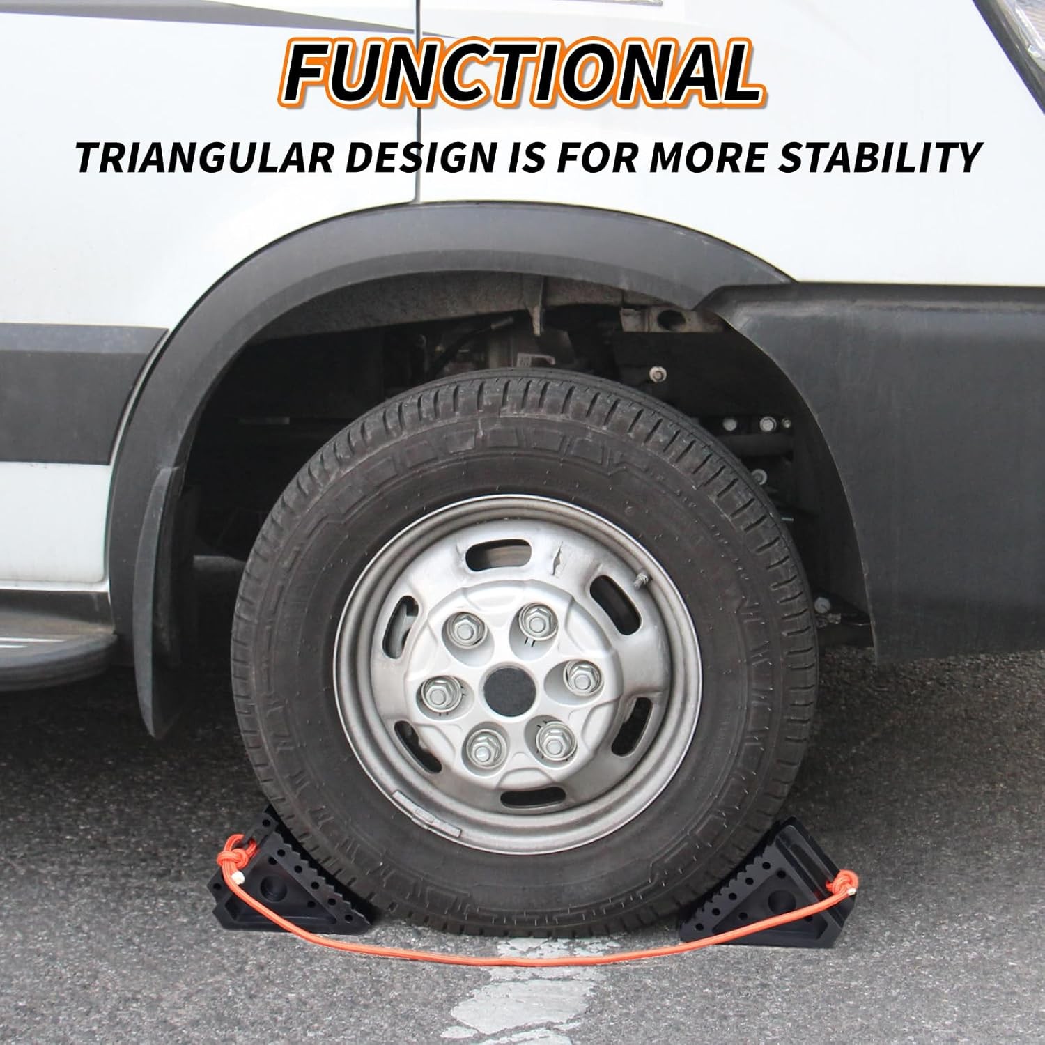 Premium Rubber Wheel Chocks with Carry Handles, Solid RV Tire for...