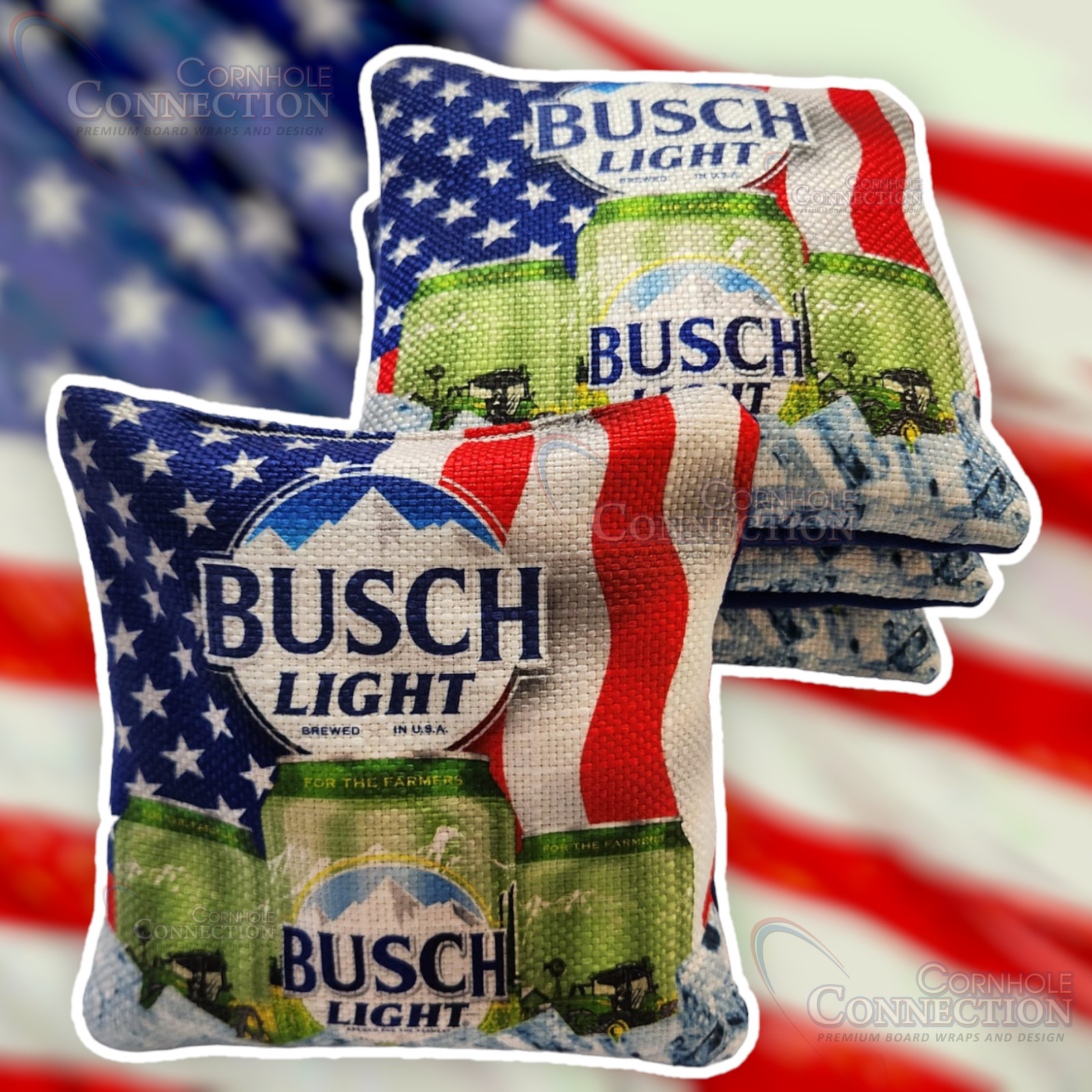 Cornhole Bean Bags - Corn Or Resin (Set of 4) Nightlife - Beer - American Flag