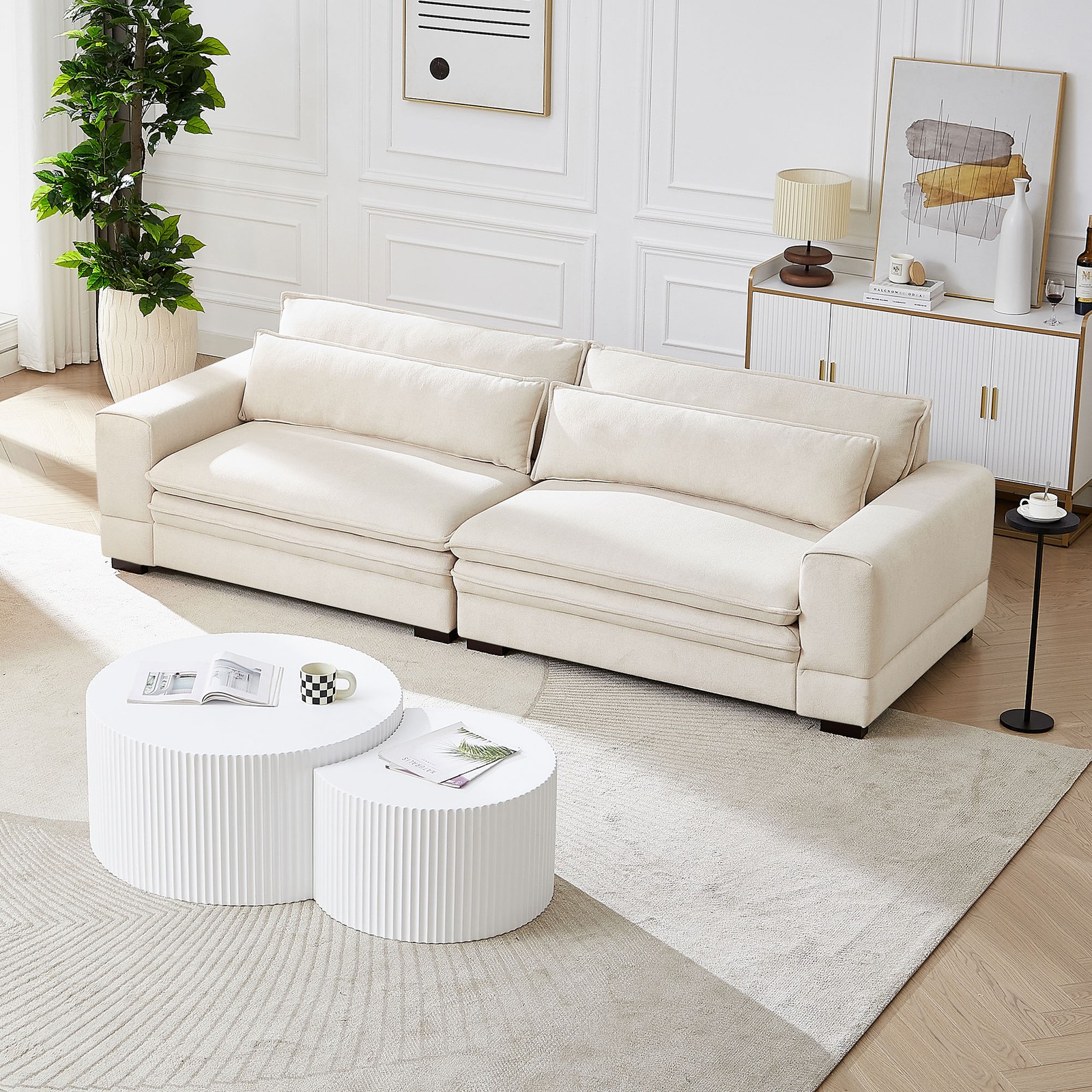 Fabric Sofa Couch Modern Sofa Upholstered Sofa Couch for Living Room Beige
