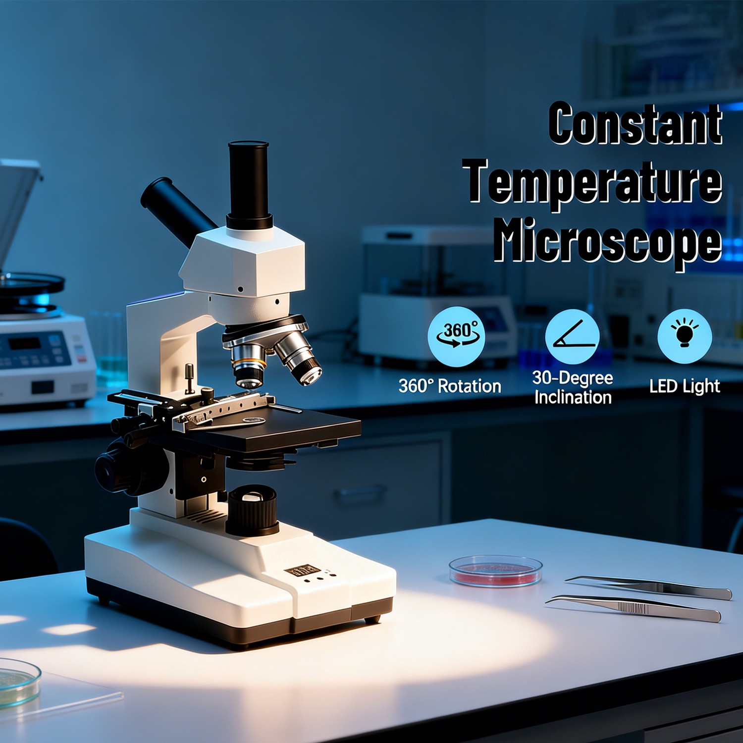 Compound Monocular Microscope 40X-2500X LED Constant Temperature 7" LCD Screen