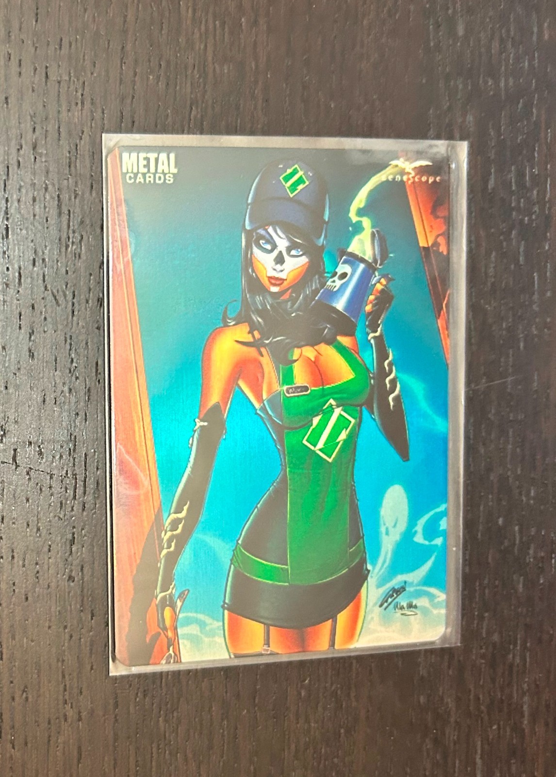 ZENESCOPE METALLIC CARD (119) Day of Dead Apron -- Bad Girl Metal Card Limited