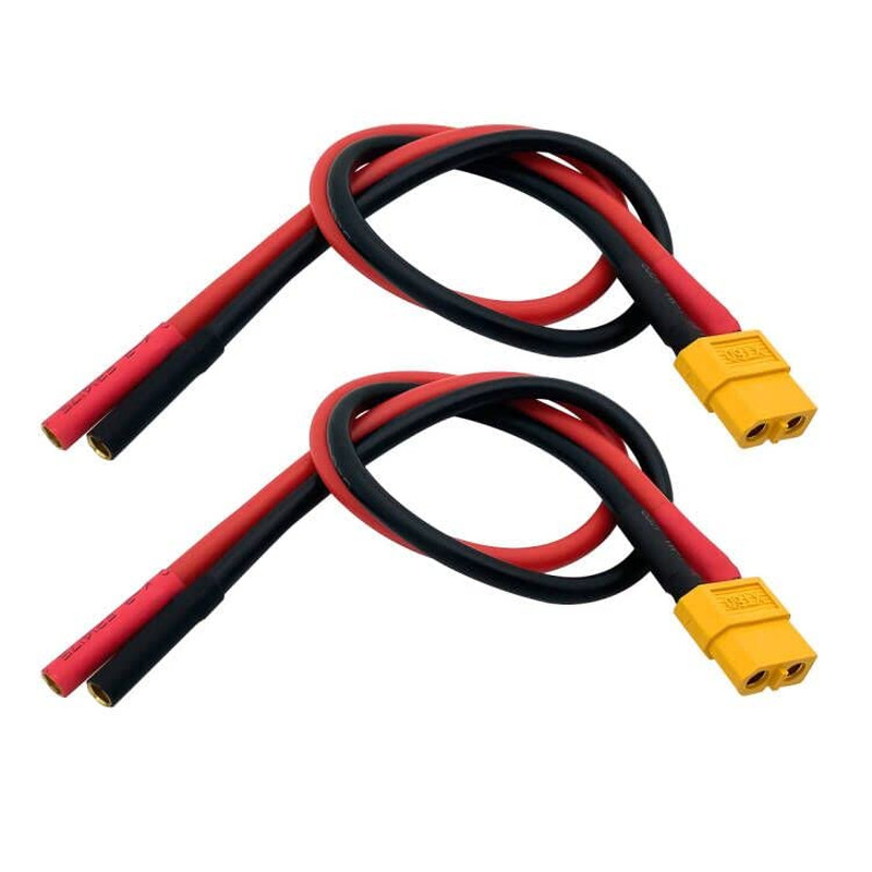 2Pcs XT60 Female to 4Mm Banana Bullet Female Connector Adapter Cable 12Awg 30Cm