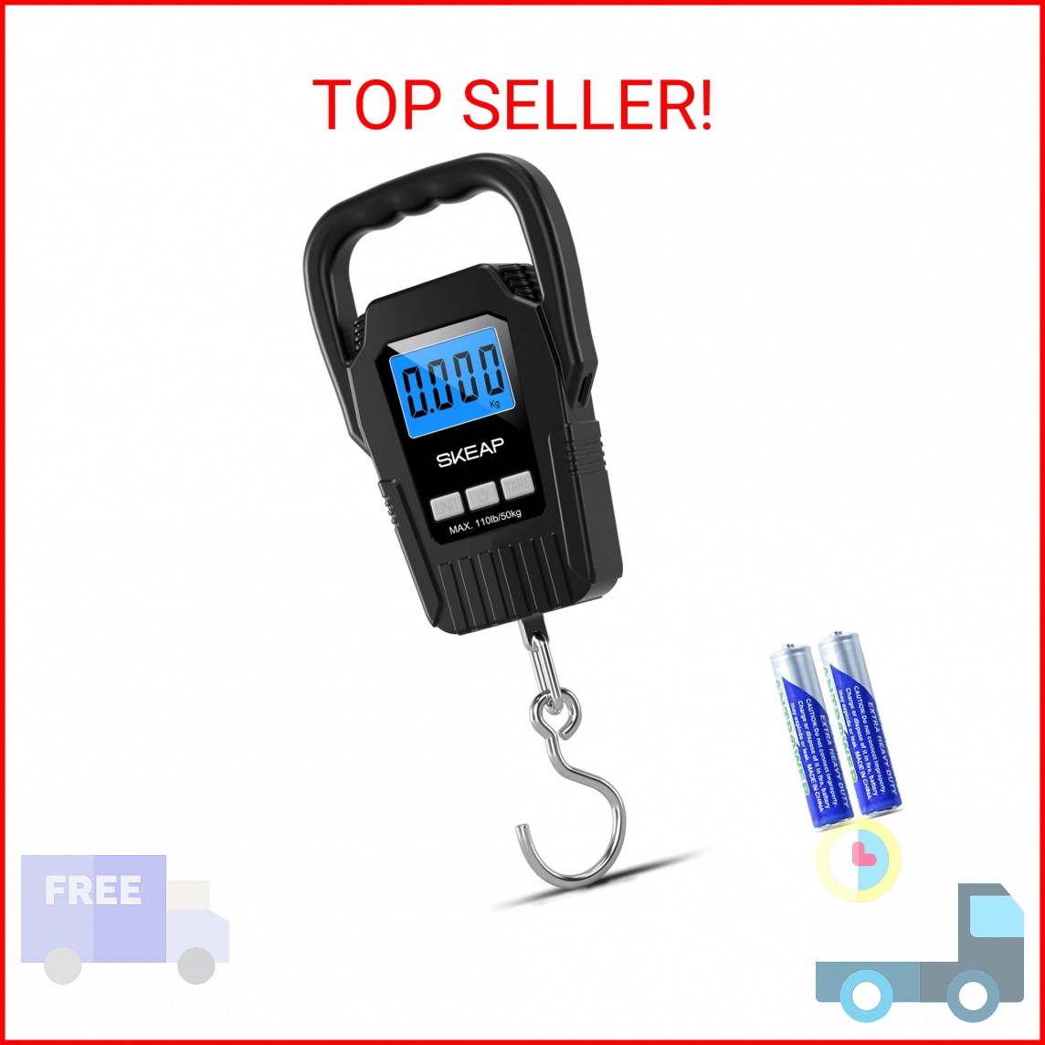 Digital Fish Scale Hanging Scale Fishing Scale, SKEAP 110lb/50kg Luggage Scale,F