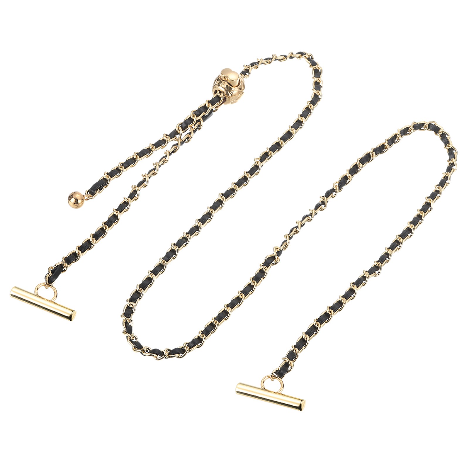 Purse Chain Strap, 46 Inch Adjustable Chains Strap Black/Light Gold