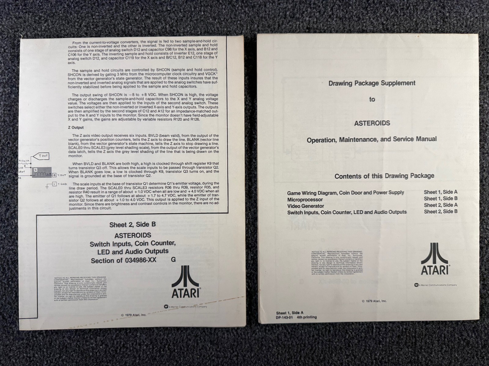 Atari Asteroids Arcade Video Game Manual Schematics Parts ORIGINAL