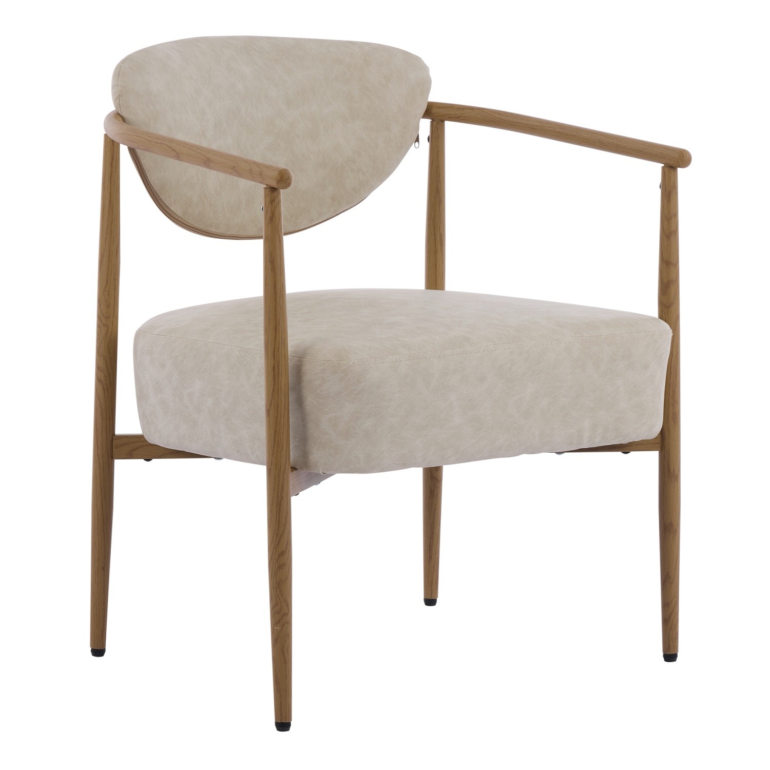 Modern Accent Chair Leather Upholstered Armchair w/ Metal Frame for Living Room