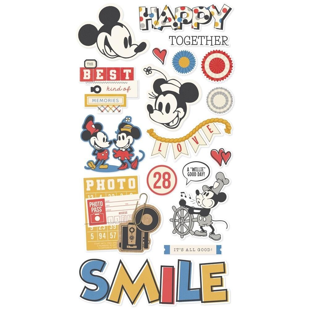 Simple Stories ~ SAY CHEESE CLASSIC MOUSE ~ Chipboard Stickers ~ Disney